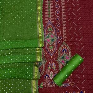 Kutchi work bandhej suit