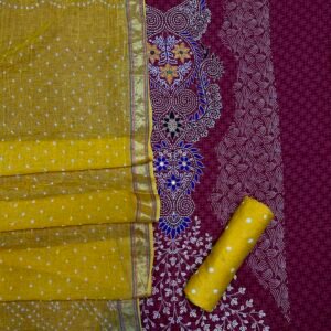 Kutchi work bandhej suit