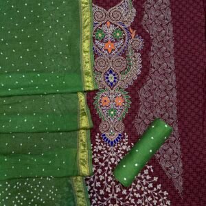 Kutchi work bandhej suit