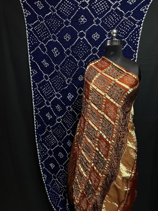 Ajrakh print bandhej saree