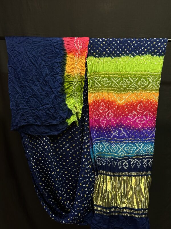Multi colours bandhej saree