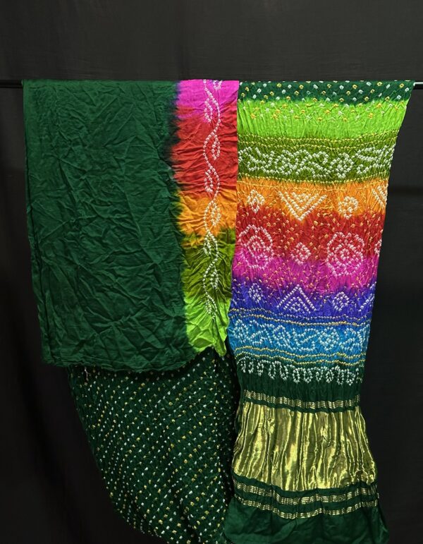 Multi colours bandhej saree