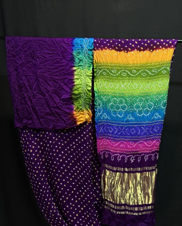 Multi colours bandhej saree