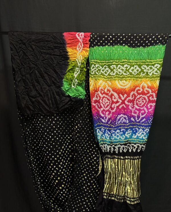 Multi colours bandhej saree