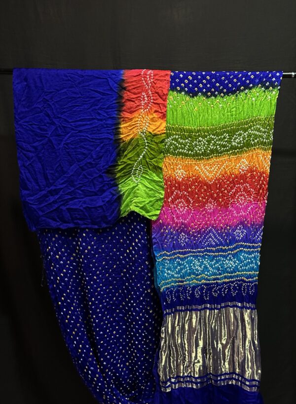 Multi colours bandhej saree