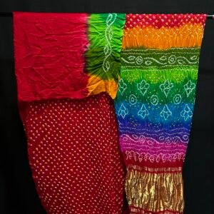 Multi colours bandhej saree