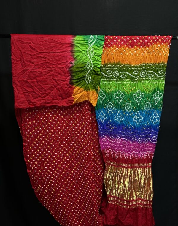 Multi colours bandhej saree