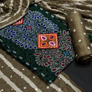 Kutchi work bandhej suit