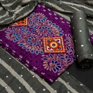 Kutchi work bandhej suit