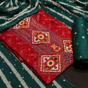 Kutchi work Bandhej suit