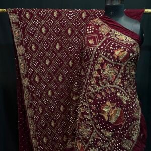 Computer work Bandhej saree