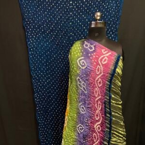 Dots Bandhej saree Multi pallu