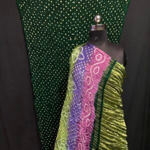 Dots Bandhej saree Multi pallu