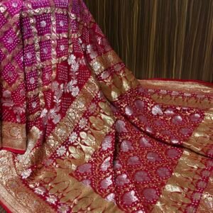 Handloom wedding Bandhej saree