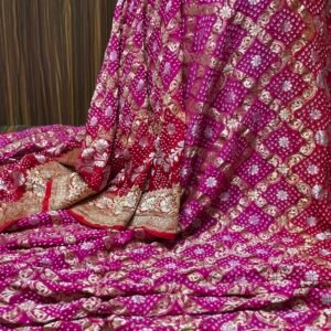 Handloom wedding Bandhej saree