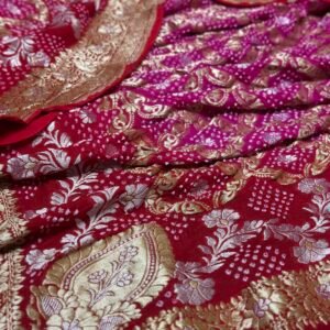 Handloom wedding Bandhej saree