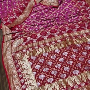 Handloom wedding Bandhej saree