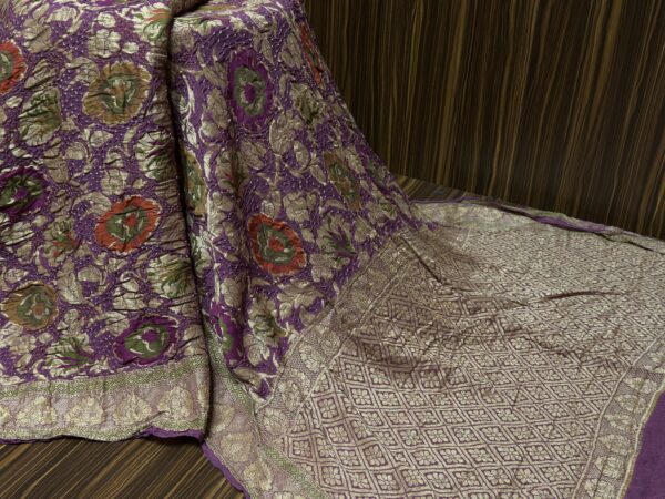 Banarasi mina kari Bandhej saree