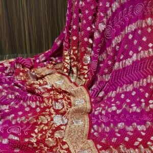 Khadi georgette rai Bandhej saree