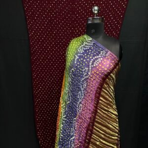 Dots Bandhej saree Multi pallu