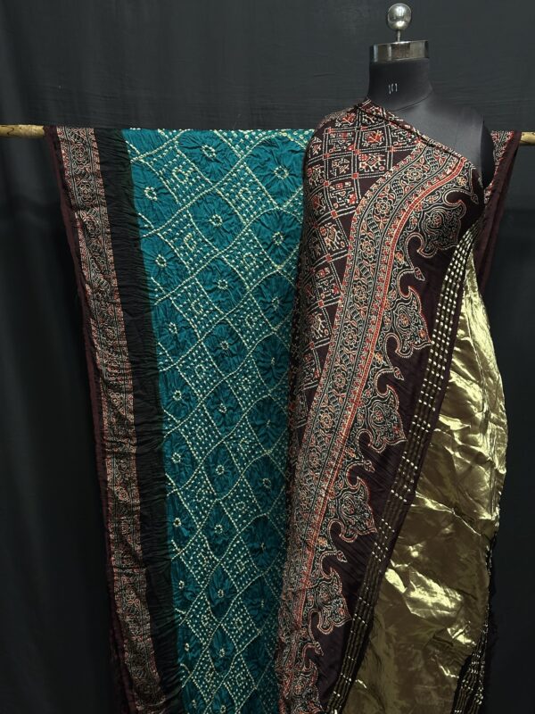 Ajrakh with bandhej saree