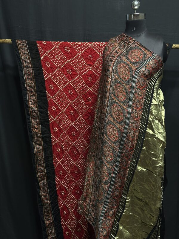 Ajrakh with bandhej saree